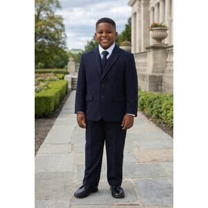 NEW Boys First Holy Communion Suit Size 14H - Navy 5 Piece w/Garment Bag